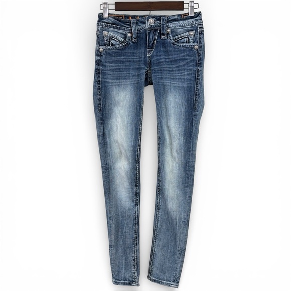 Rock Revival Blair Skinny Jeans 26 Heavy Stitch Flap Pocket 30 Inseam - Picture 12 of 15